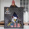 US Independence Day Eagle Emerging From Claw Scratch God Bless Premium Quilt Blanket 3