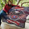 US Independence Day Eagle On US Shield Honor Courage Premium Quilt Blanket 11