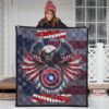 US Independence Day Eagle On US Shield Honor Courage Premium Quilt Blanket 3