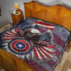 US Independence Day Eagle On US Shield Honor Courage Premium Quilt Blanket 19