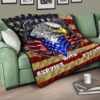 US Independence Day Eagle Service With Pride US Flag Premium Quilt Blanket 17