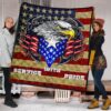 US Independence Day Eagle Service With Pride US Flag Premium Quilt Blanket 1