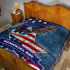 US Independence Day Eagle Standing On US Flag Star Premium Quilt Blanket 19