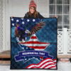 US Independence Day Eagle Standing On US Flag Star Premium Quilt Blanket 3