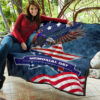 US Independence Day Eagle Standing On US Flag Star Premium Quilt Blanket 11