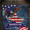 US Independence Day Eagle Standing On US Flag Star Premium Quilt Blanket 7