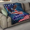 US Independence Day Eagle Standing On US Flag Star Premium Quilt Blanket 15