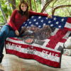 US Independence Day Eagle Taking US Shield Navy Seals Premium Quilt Blanket 11