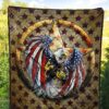 US Independence Day Flying Eagle On Metal Star Premium Quilt Blanket 5