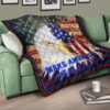 US Independence Day Funny Bald Eagle Face USA Star Premium Quilt Blanket 17