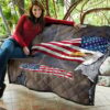 US Independence Day Minimal Eagle Head With US Flag Premium Quilt Blanket 11