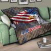 US Independence Day Minimal Eagle Head With US Flag Premium Quilt Blanket 17