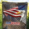 US Independence Day Minimal Eagle Head With US Flag Premium Quilt Blanket 5