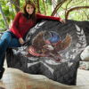 US Independence Day Navy Glory Flying Eagle Claw With US Flag Premium Quilt Blanket 11