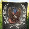 US Independence Day Navy Glory Flying Eagle Claw With US Flag Premium Quilt Blanket 5