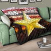 US Independence Day US Army In War Silhouette Yellow Star Premium Quilt Blanket 17