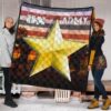 US Independence Day US Army In War Silhouette Yellow Star Premium Quilt Blanket 1