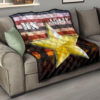 US Independence Day US Army In War Silhouette Yellow Star Premium Quilt Blanket 15