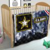 US Independence Day US Army Silhouette Star Tags Premium Quilt Blanket 21