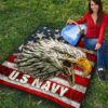 US Independence Day U.S Navy Eagle On American Flag Premium Quilt Blanket 9