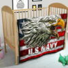 US Independence Day U.S Navy Eagle On American Flag Premium Quilt Blanket 21