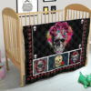 Valentine Premium Quilt - Awesome Floral Skulls In Square Roses Patterns Quilt Blanket 19