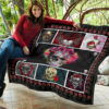 Valentine Premium Quilt - Awesome Floral Skulls In Square Roses Patterns Quilt Blanket 9