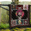 Valentine Premium Quilt - Awesome Floral Skulls In Square Roses Patterns Quilt Blanket 11