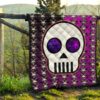 Valentine Premium Quilt - Chibi Skull Evil Horn Monster Patterns Purple And Black Quilt Blanket 13