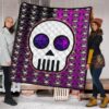 Valentine Premium Quilt - Chibi Skull Evil Horn Monster Patterns Purple And Black Quilt Blanket 1