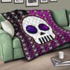 Valentine Premium Quilt - Chibi Skull Evil Horn Monster Patterns Purple And Black Quilt Blanket 17