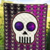 Valentine Premium Quilt - Chibi Skull Evil Horn Monster Patterns Purple And Black Quilt Blanket 5