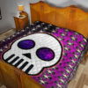 Valentine Premium Quilt - Chibi Skull Evil Horn Monster Patterns Purple And Black Quilt Blanket 19