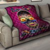 Valentine Premium Quilt - Colorful Rap Skull Wearing Glasses Loving Explode Quilt Blanket 15