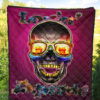 Valentine Premium Quilt - Colorful Rap Skull Wearing Glasses Loving Explode Quilt Blanket 5