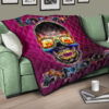 Valentine Premium Quilt - Colorful Rap Skull Wearing Glasses Loving Explode Quilt Blanket 17