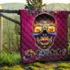 Valentine Premium Quilt - Colorful Rap Skull Wearing Glasses Loving Explode Quilt Blanket 13