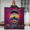 Valentine Premium Quilt - Colorful Rap Skull Wearing Glasses Loving Explode Quilt Blanket 3