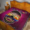 Valentine Premium Quilt - Colorful Rap Skull Wearing Glasses Loving Explode Quilt Blanket 19