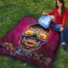 Valentine Premium Quilt - Colorful Rap Skull Wearing Glasses Loving Explode Quilt Blanket 9