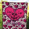 Valentine Premium Quilt Couple Skull Love Life Happy Valentine Day Pink Heart Patterns Quilt Blanket 5