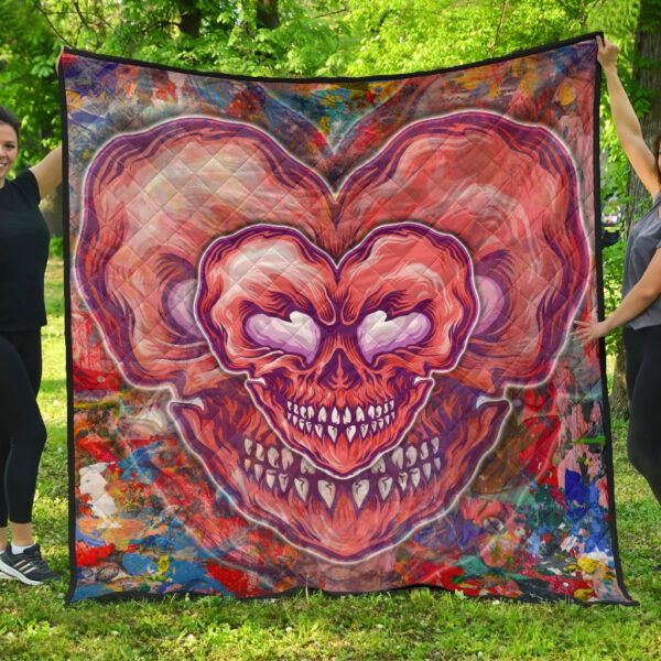 Valentine Premium Quilt – Devil Heart Smiling Face Patterns Quilt Blanket