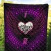 Valentine Premium Quilt - I Love You Purple Skull Heart With Wings Quilt Blanket 5