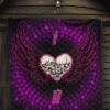 Valentine Premium Quilt - I Love You Purple Skull Heart With Wings Quilt Blanket 7