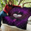 Valentine Premium Quilt - I Love You Purple Skull Heart With Wings Quilt Blanket 11