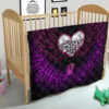 Valentine Premium Quilt - I Love You Purple Skull Heart With Wings Quilt Blanket 19