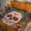 Valentine Premium Quilt - Mandala Skull Tattoo Love Eyes Colorful Quilt Blanket 19