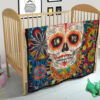 Valentine Premium Quilt - Mandala Skull Tattoo Love Eyes Colorful Quilt Blanket 21