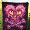 Valentine Premium Quilt Melting Heart Skull Poison Valentine Heart Background Quilt Blanket 5