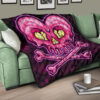 Valentine Premium Quilt Melting Heart Skull Poison Valentine Heart Background Quilt Blanket 17